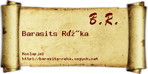 Barasits Réka névjegykártya